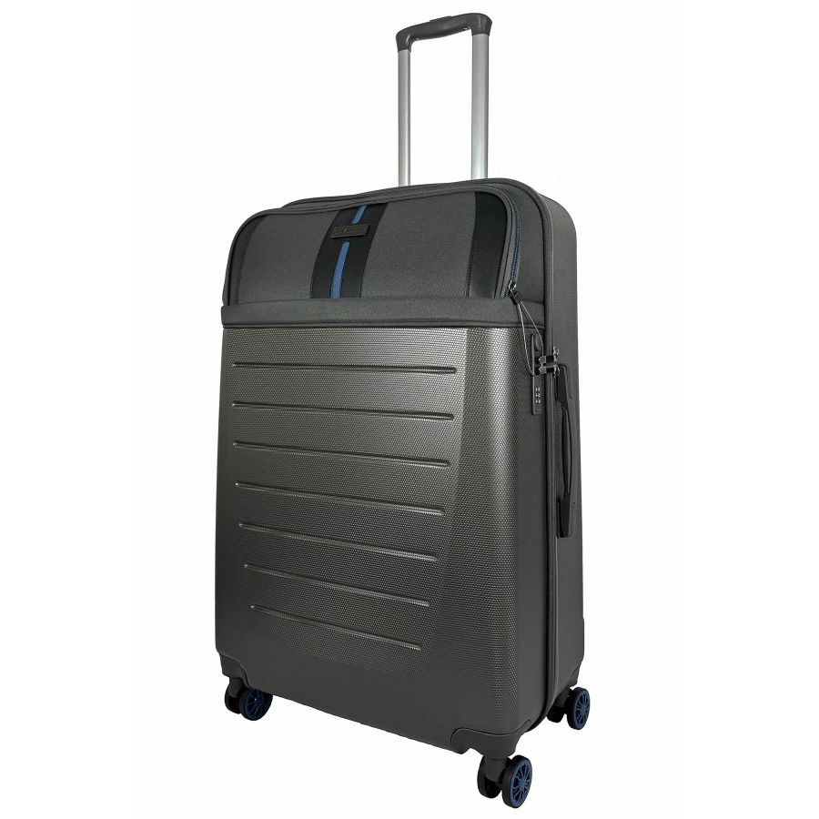 Чемодан большой Semi Line T5736-3 28 дюймов ABS/текстиль 70×48×29,5 см Тёмно-коричневый/Синие линии