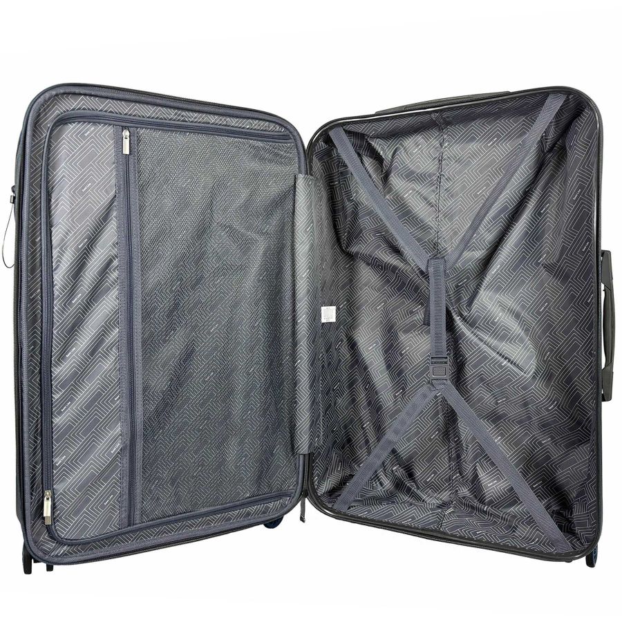 Чемодан большой Semi Line T5736-3 28 дюймов ABS/текстиль 70×48×29,5 см Тёмно-коричневый/Синие линии