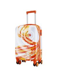 Чемодан маленький Semi Line T5655-1 20 дюймов Polycarbonate/ABS 4 двойные колеса Белый с оранжевым принтом