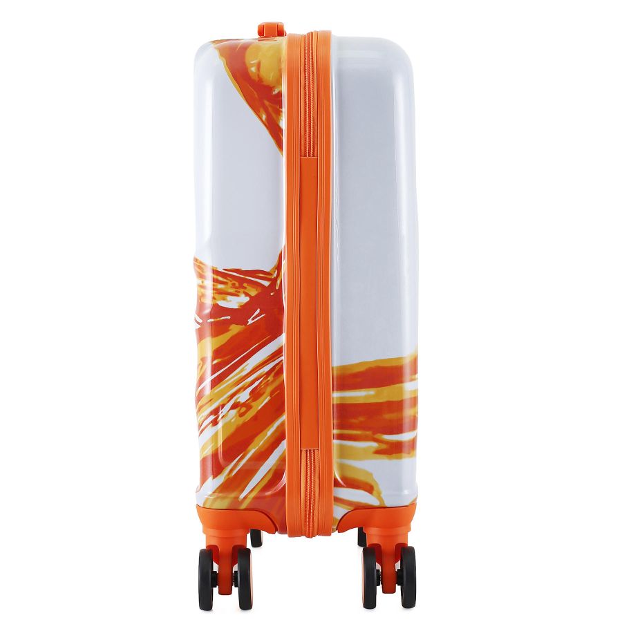 Чемодан маленький Semi Line T5655-1 20 дюймов Polycarbonate/ABS 4 двойные колеса Белый с оранжевым принтом
