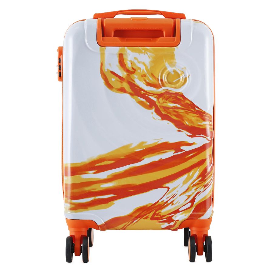Чемодан маленький Semi Line T5655-1 20 дюймов Polycarbonate/ABS 4 двойные колеса Белый с оранжевым принтом