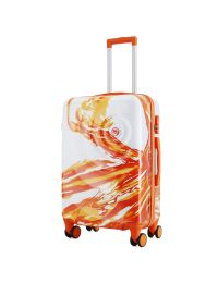 Чемодан средний Semi Line T5655-2 24 дюйма Polycarbonate/ABS 4 двойные колеса Белый с оранжевым принтом