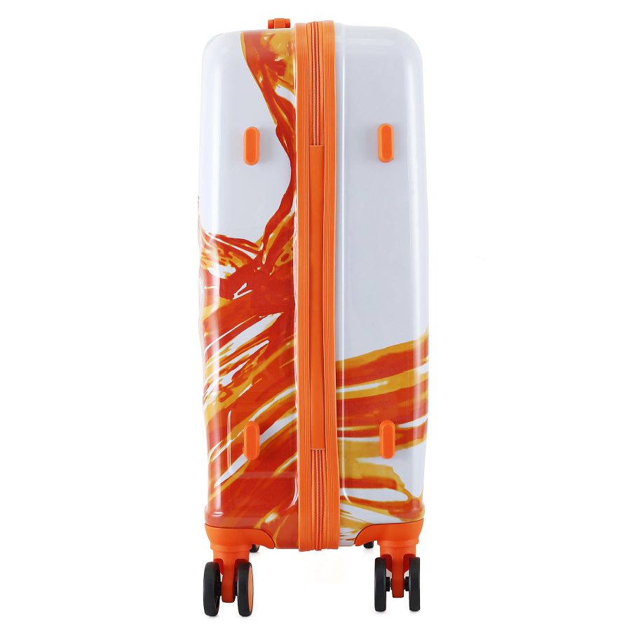 Чемодан средний Semi Line T5655-2 24 дюйма Polycarbonate/ABS 4 двойные колеса Белый с оранжевым принтом