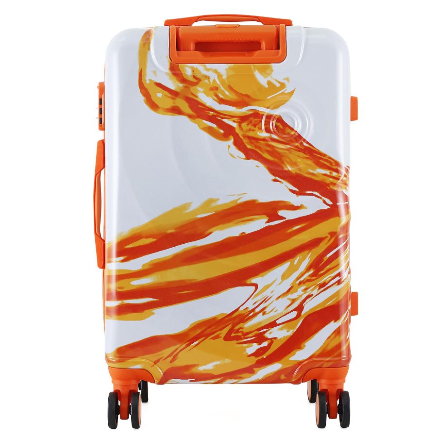 Чемодан средний Semi Line T5655-2 24 дюйма Polycarbonate/ABS 4 двойные колеса Белый с оранжевым принтом