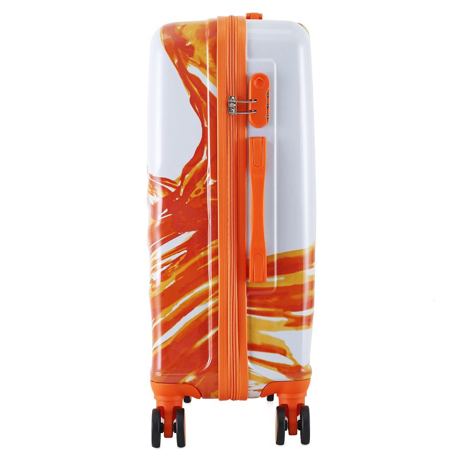 Чемодан средний Semi Line T5655-2 24 дюйма Polycarbonate/ABS 4 двойные колеса Белый с оранжевым принтом