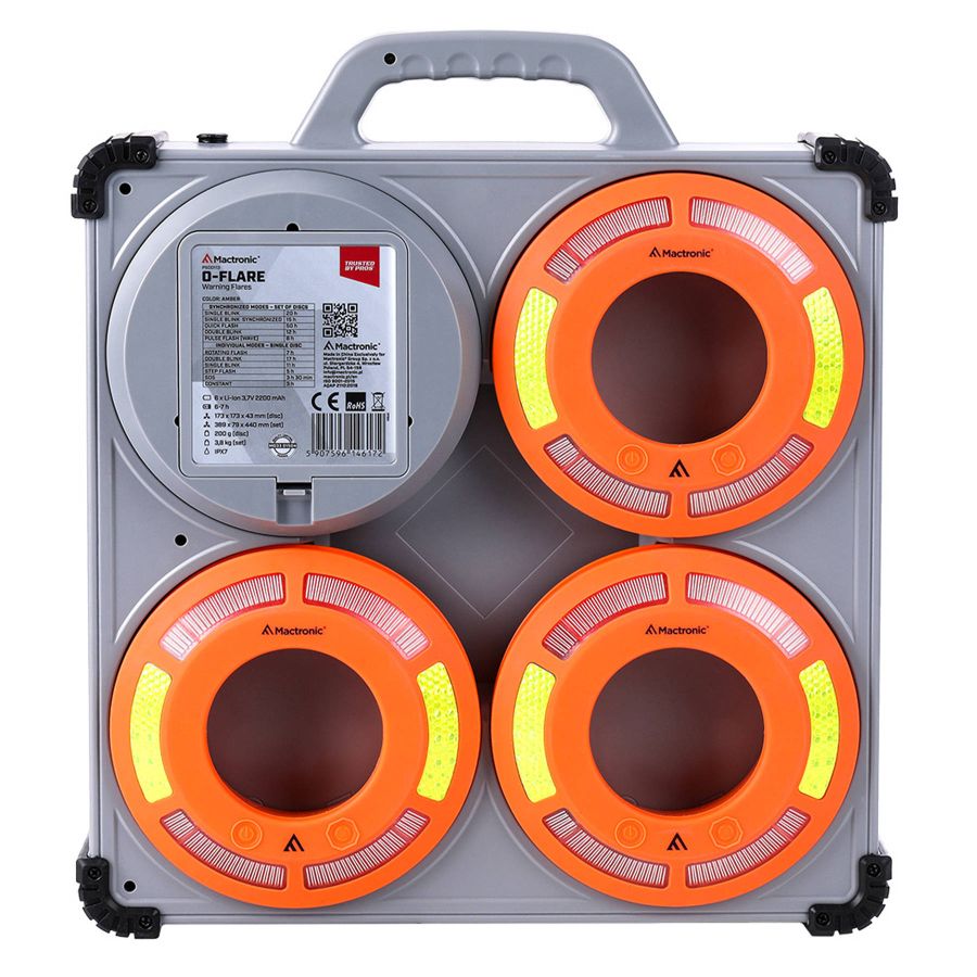 Комплект фонарей сигнальных Mactronic O-Flare 40 Lm Amber Magnetic 12/220V IPX7 6 шт Оранжевый
