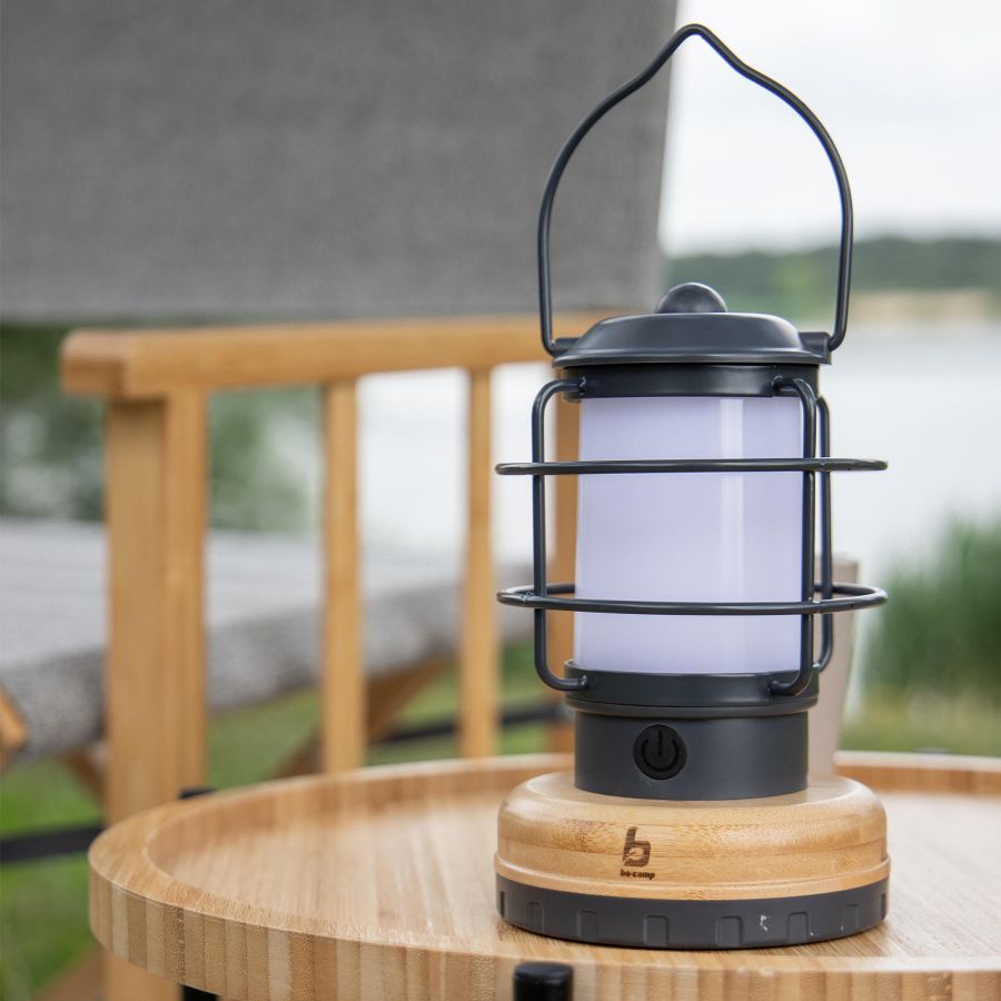Фонарь кемпинговый Bo-Camp Hastings Rechargeable 200 Lumen Bamboo с функцией Powerbank Серый