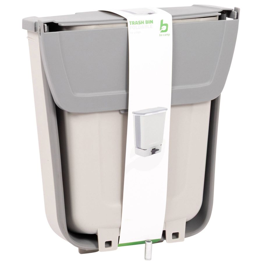 Корзина для мусора складная Bo-Camp Waste Bin Foldable с педалью 15 л Бело-серый