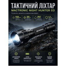 Фонарь тактический подствольный Mactronic Night Hunter 03 THH0231 1150 Lm 155x45x45 мм Черный