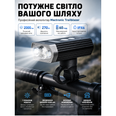 Фонарь велосипедный передний Mactronic Trailblazer ABF0163 2000 Lm 106x50x28 мм Черный