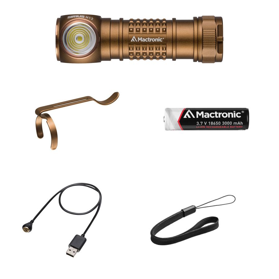 Фонарь налобный угловой Mactronic Sirius H12 AHL0172 аккумуляторный 1200 Lm 84x29.5x23 мм Хаки