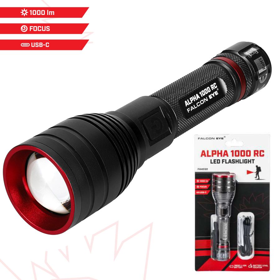 Фонарь тактический Falcon Eye Alpha 1000 RC FHH0122 1000 Lm Focus USB-C Черный