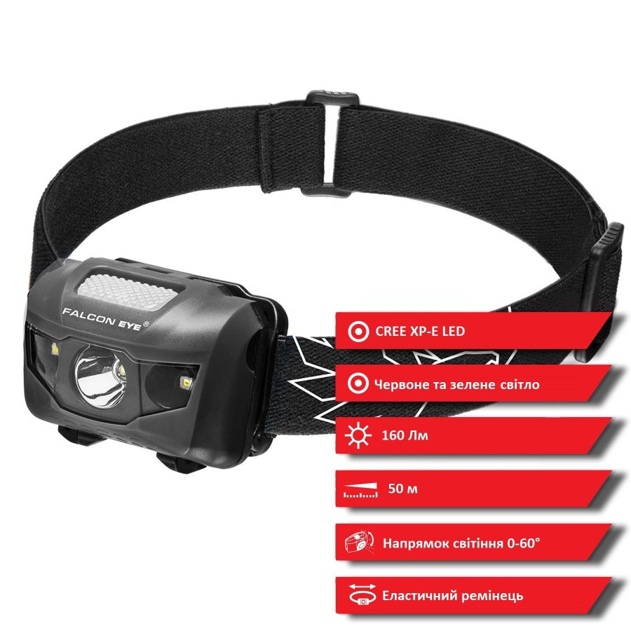 Фонарь налобный Falcon Eye Orion 160 Lm CREE XP-E пластик Grey