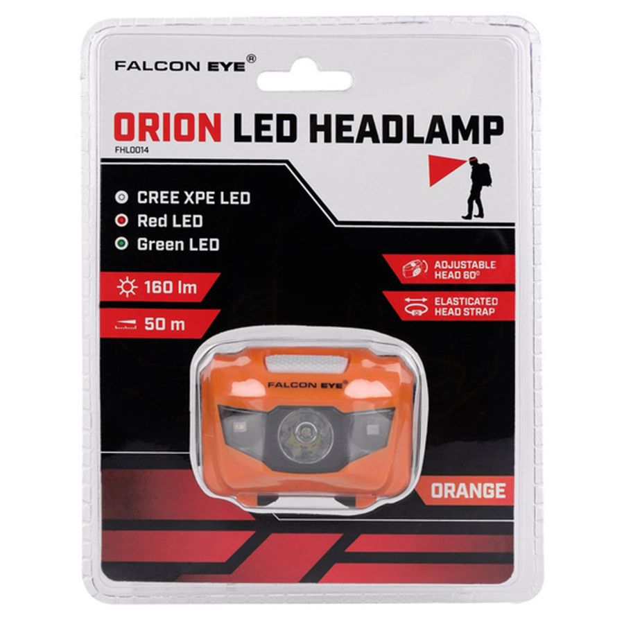 Фонарь налобный Falcon Eye Orion 160 Lm CREE XP-E пластик Orange