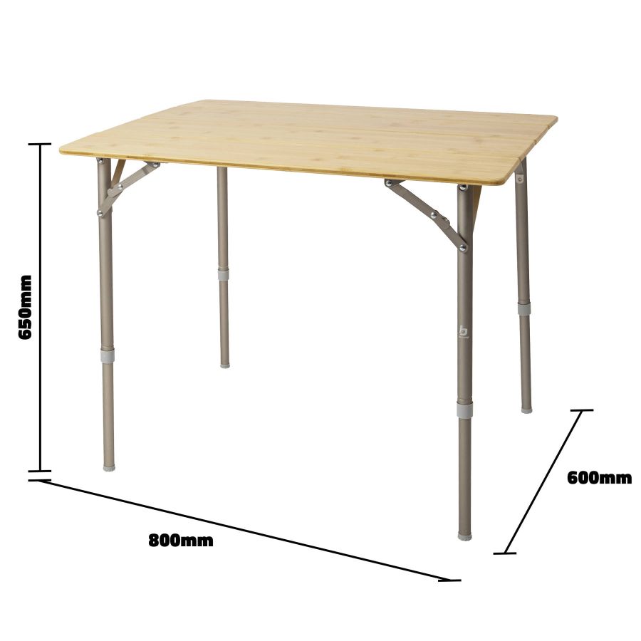 Стол туристический Bo-Camp Suffolk 80x60x43-65 см бамбук Brown