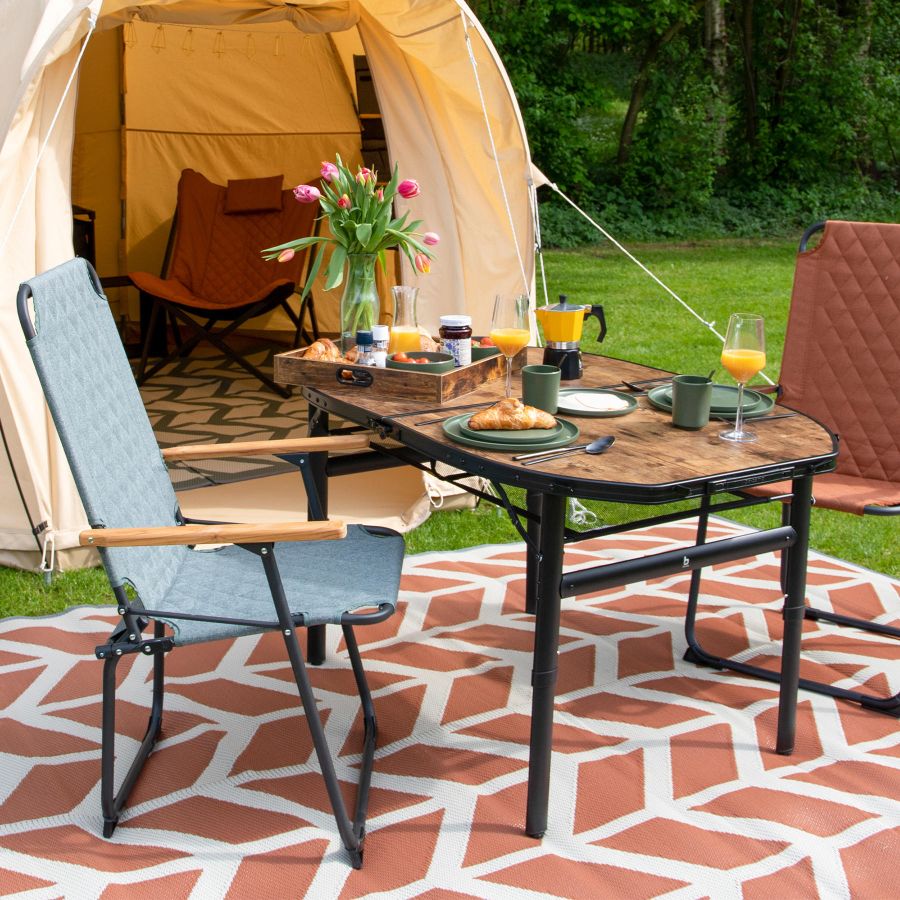 Стол туристический Bo-Camp Woodbine Oval 100x70x36/70 см МДФ Black/Wood