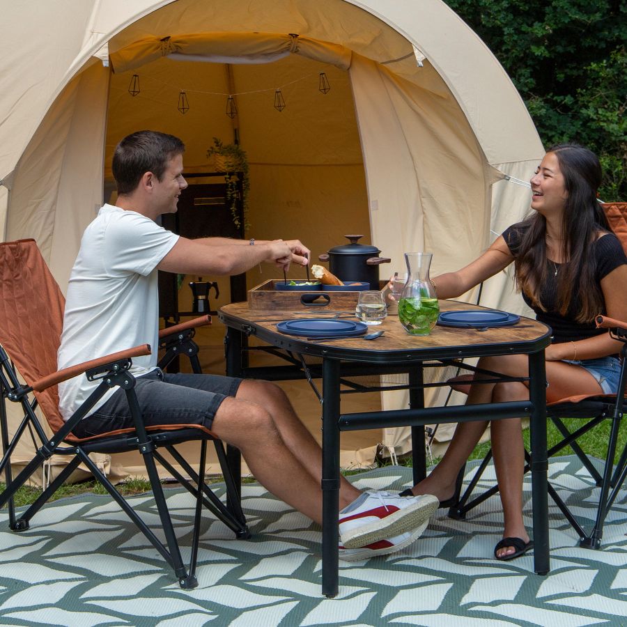 Стол туристический Bo-Camp Melrose Oval 120x80x36/70 см МДФ Black/Wood