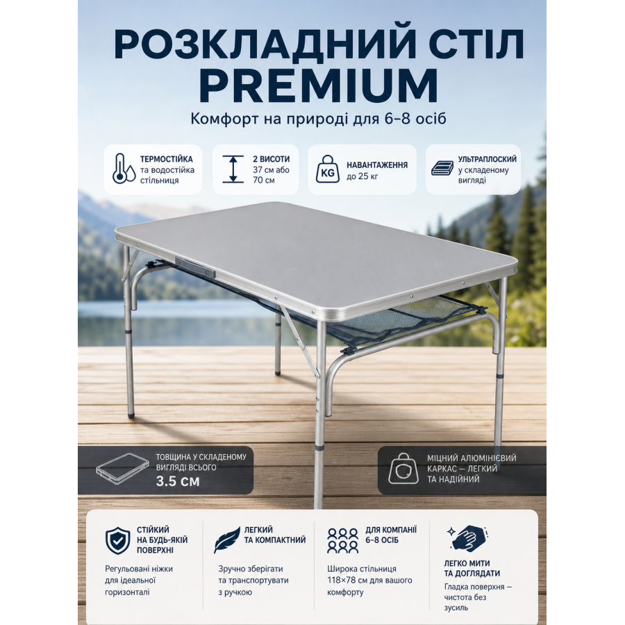 Стол туристический Bo-Camp Premium 118x78x36/70 см композит Grey