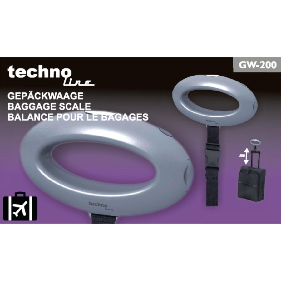 Весы для багажа Technoline GW200 электронные до 50 кг 85×150×30 мм Серебристые