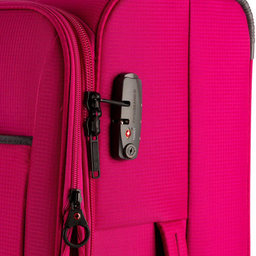 Чемодан большой Swissbrand Silkeborg (L) Polyester 500D Fuchsia/Light Grey (SWB_LLSIL941L)
