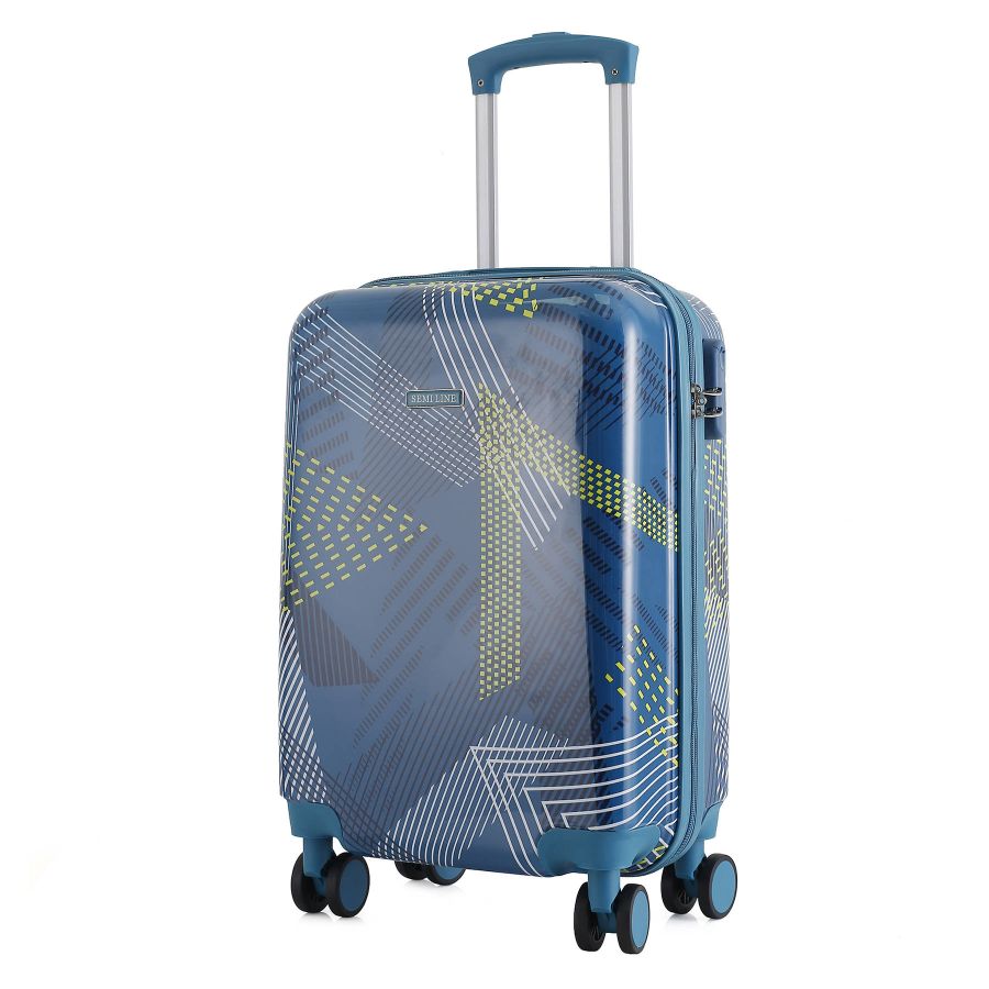 Чемодан маленький под ручную кладь Semi Line 20 (S) Polycarbonate/ABS-Plastic Blue Pattern (T5652-1)