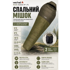 Спальный мешок Wechsel Mudds Autumn TL кокон 0° L 220x80x55 см Left Olive/Mud Green