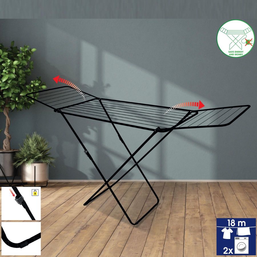 Сушка для белья напольная Casa Si Kolibri 18m Black (CS42191C06E)