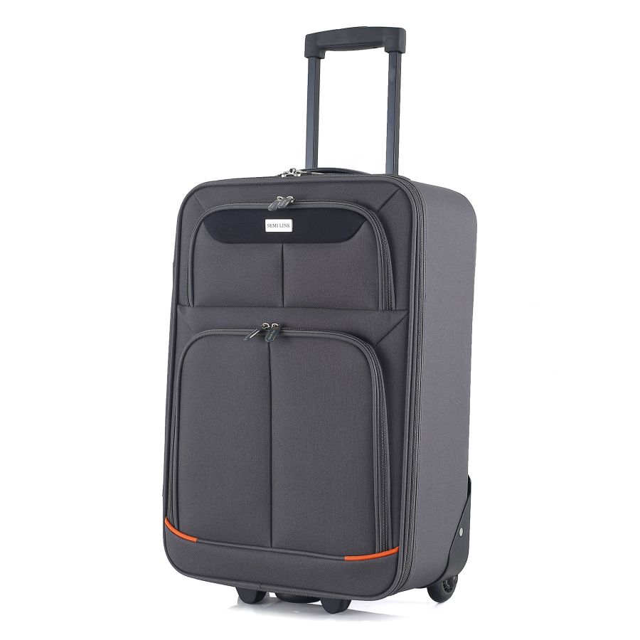Чемодан малый для ручной клади Semi Line 20 (S) Polyester Grey/Orange Lines (T5754-1)