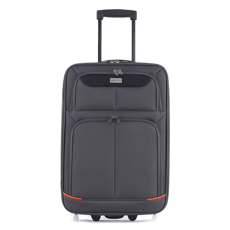 Чемодан малый для ручной клади Semi Line 20 (S) Polyester Grey/Orange Lines (T5754-1)