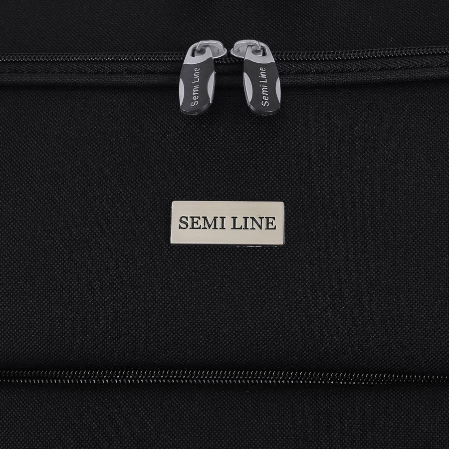 Чемодан Semi Line 24 на 2 колесах полиэстер 600D защищенные колеса +3 кармана объем 50 л черный