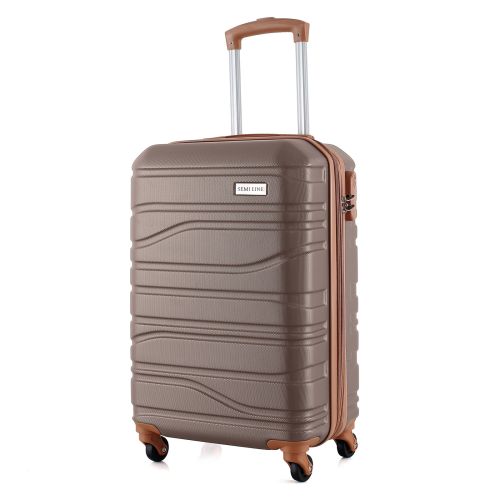 Чемодан Semi Line 20 ручная кладь на 4 колесах ABS-пластик кодовый замок Расширительный клапан +20% объем 39/54 л серо-коричневый