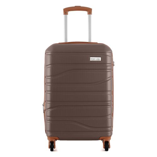 Чемодан Semi Line 20 ручная кладь на 4 колесах ABS-пластик кодовый замок Расширительный клапан +20% объем 39/54 л серо-коричневый