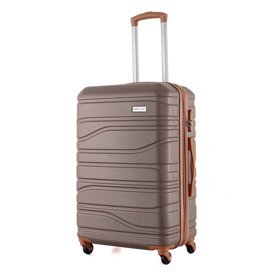 Чемодан Semi Line 24 на 4 колесах ABS-пластик кодовый замок Расширительный клапан +20% объем 66/79 л серо-коричневый