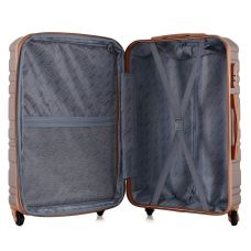 Чемодан Semi Line 24 дюйма (M) на 4 колесах ABS-пластик кодовый замок Расширительный клапан +20% объем 66/79 л серо-коричневый