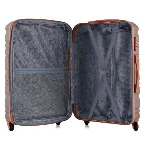 Чемодан Semi Line 24 на 4 колесах ABS-пластик кодовый замок Расширительный клапан +20% объем 66/79 л серо-коричневый