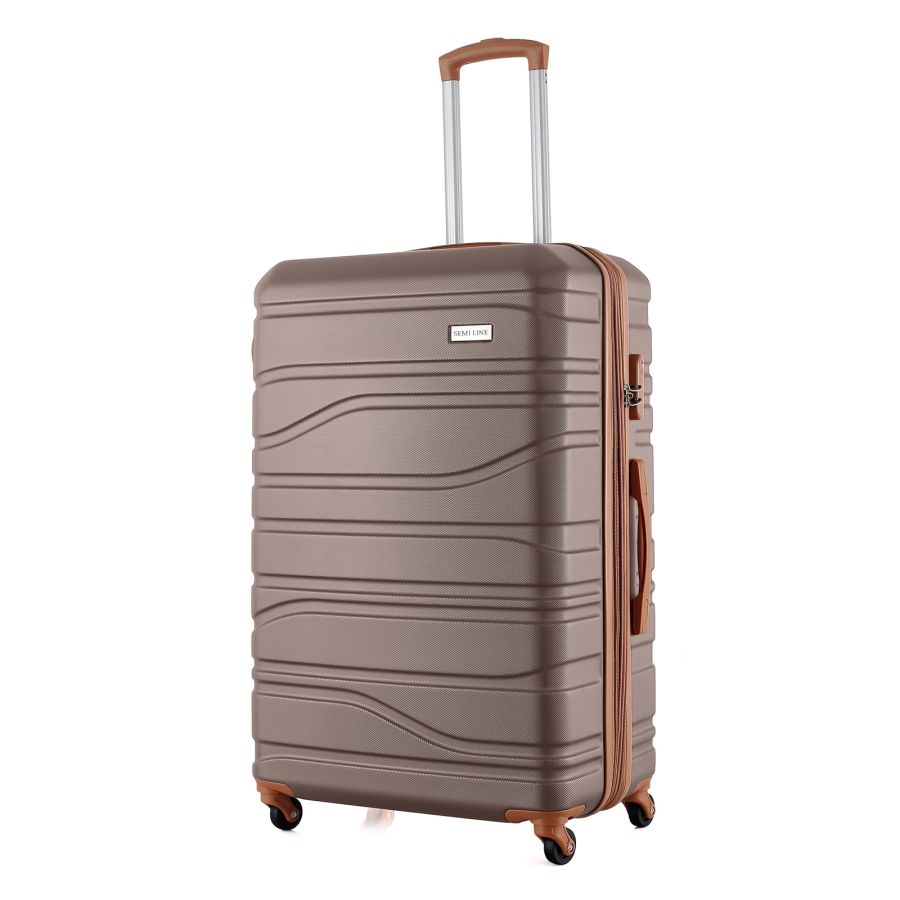 Чемодан Semi Line 28 на 4 колесах ABS-пластик кодовый замок Расширительный клапан +20% объем 101/121 л серо-коричневый