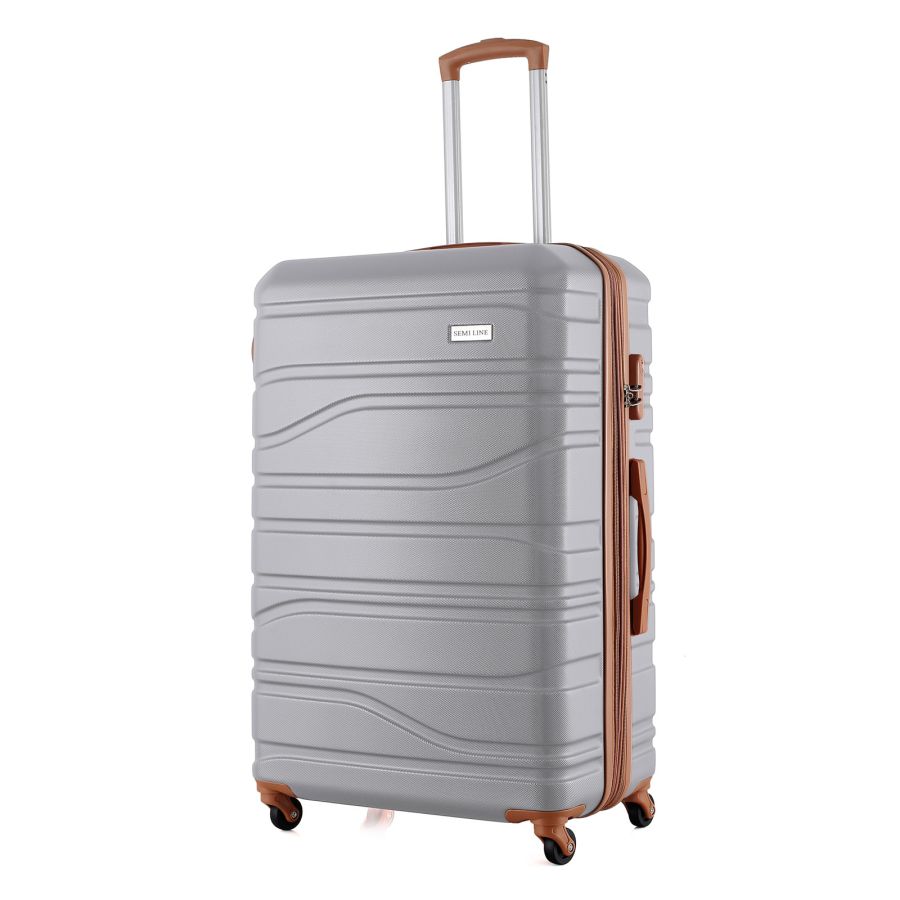 Чемодан Semi Line 28 на 4 колесах ABS-пластик кодовый замок Расширительный клапан +20% объем 101/121 л светло-серый