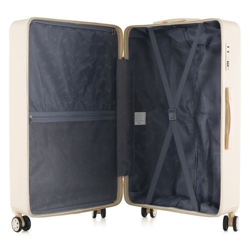 Чемодан Semi Line 28 дюймов (L) Ecru, ABS пластик, 4 колеса 360°, кодовый замок, 101 л, телескопическая ручка, бежевый