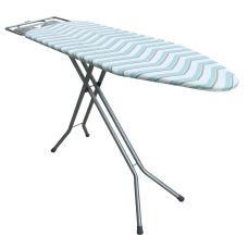 Гладильная доска Casa Si Elegance 125x41 см 8 позиций высоты сетчатая сталь подставка под утюг с ободом Grey/Blue Zigzag