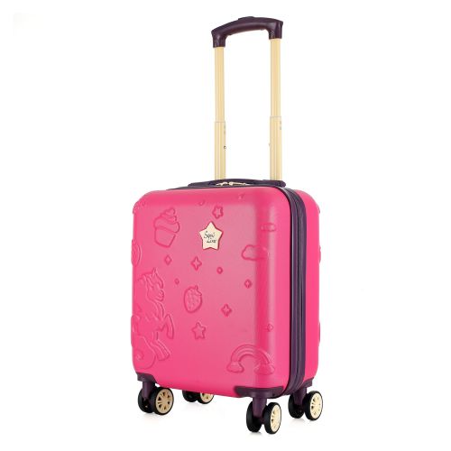 Чемодан детский Semi Line 16 (XS) Rose/Black, ABS пластик, 4 колеса 360°, ручная кладь, 19 л, для детей 4+, розово-черный