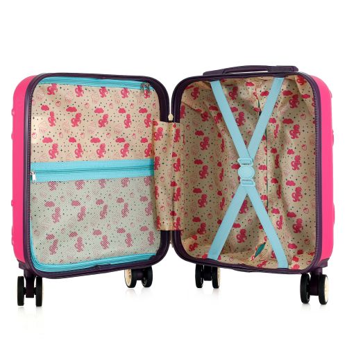 Чемодан детский Semi Line 16 (XS) Rose/Black, ABS пластик, 4 колеса 360°, ручная кладь, 19 л, для детей 4+, розово-черный