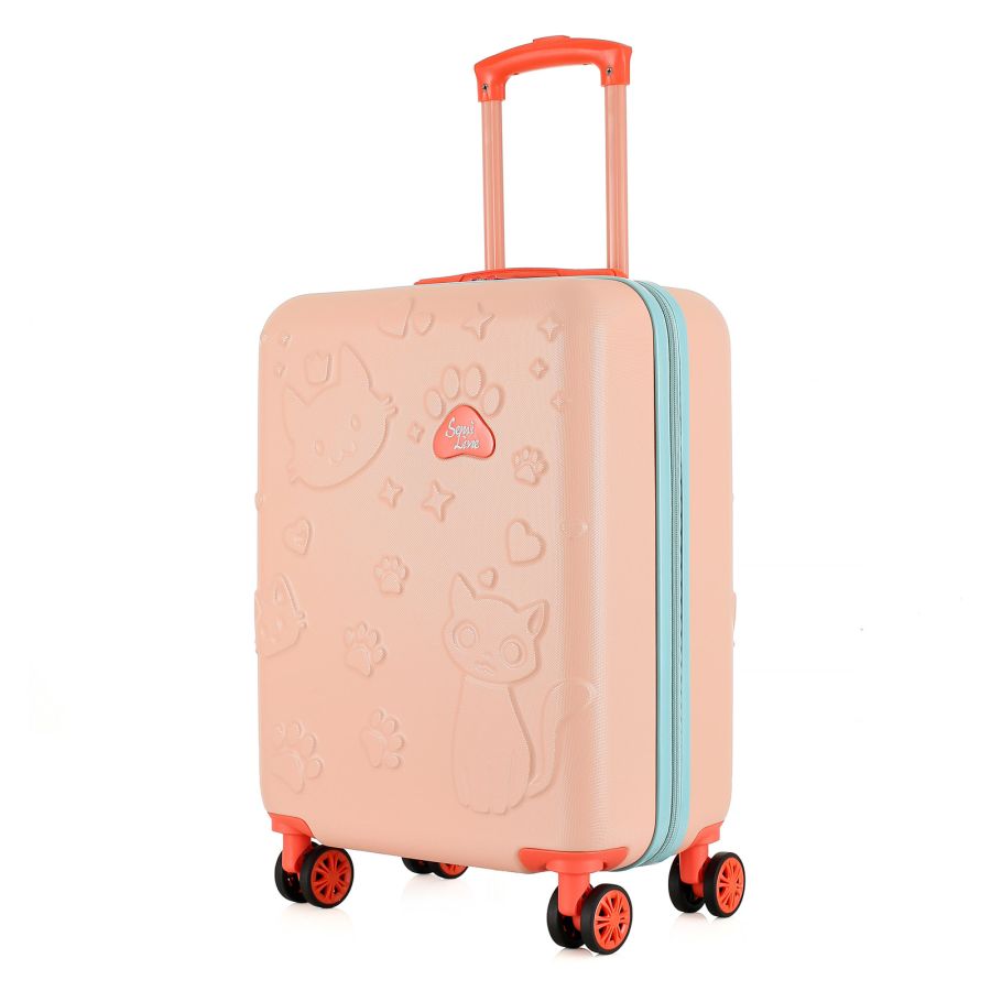 Чемодан детский Semi Line 20 (S) Pink/Blue, ABS пластик, 4 колеса 360°, ручная кладь, 34 л, для детей, персиковый/голубой