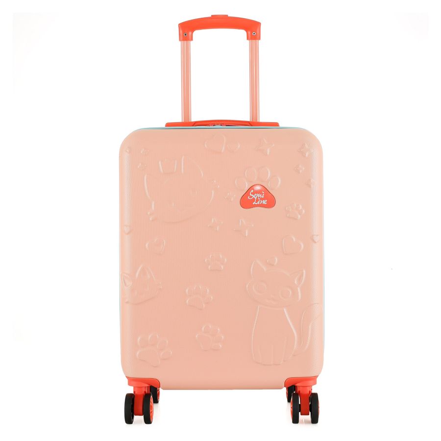 Чемодан детский Semi Line 20 (S) Pink/Blue, ABS пластик, 4 колеса 360°, ручная кладь, 34 л, для детей, персиковый/голубой