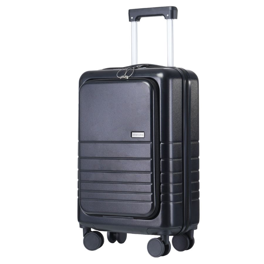 Чемодан Semi Line 20 T5964-2, ABS, с USB-зарядкой и отделением для ноутбука, ручная кладь, черный