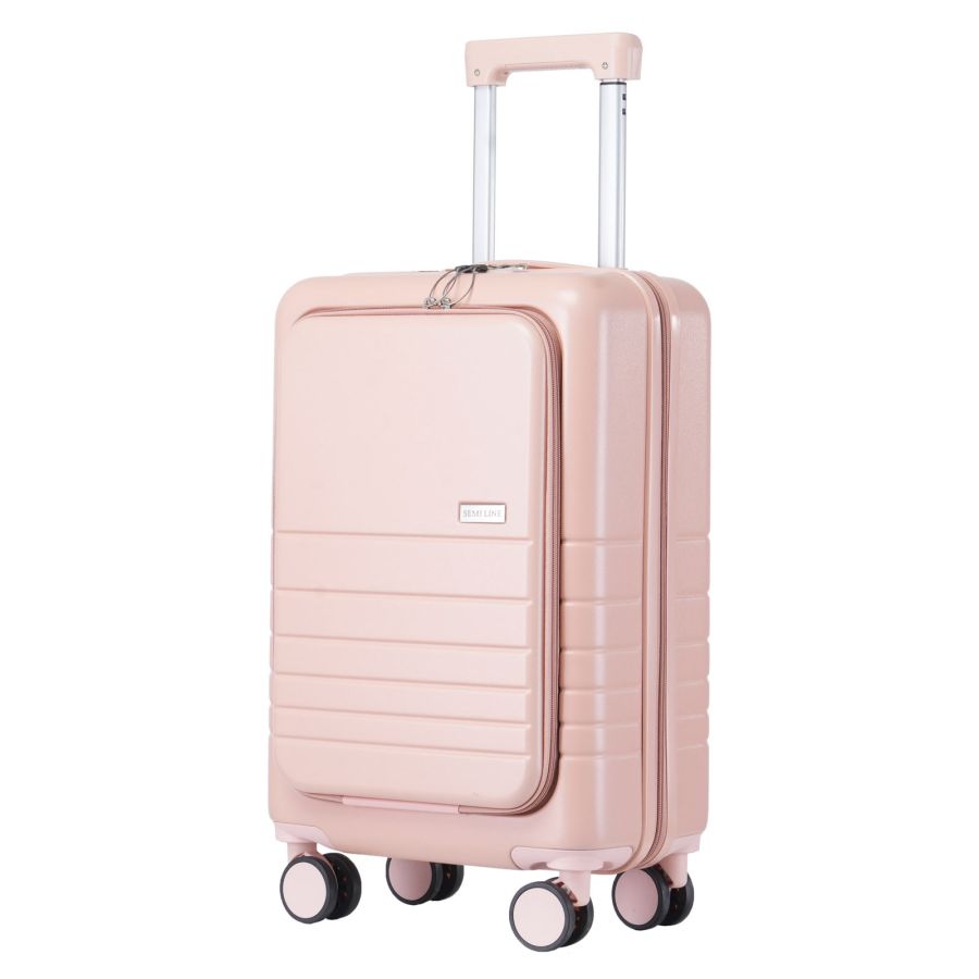 Чемодан Semi Line 20 T5965-2, ABS, с USB-зарядкой и отделением для ноутбука, ручная кладь, бежевый