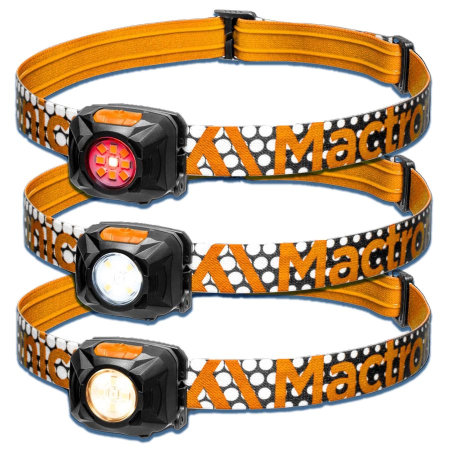 Фонарь налобный Mactronic Rebel 400 Lm LED теплый/холодный/красный Type-C оранжевый