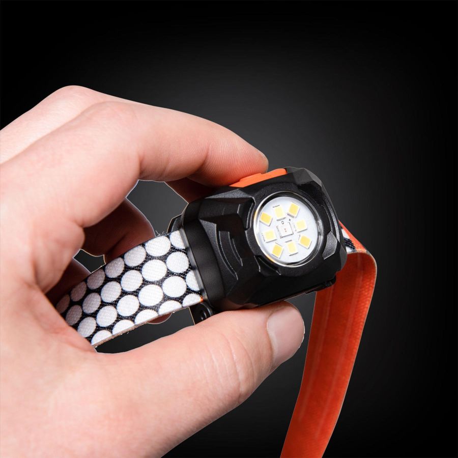 Фонарь налобный Mactronic Rebel 400 Lm LED теплый/холодный/красный Type-C оранжевый