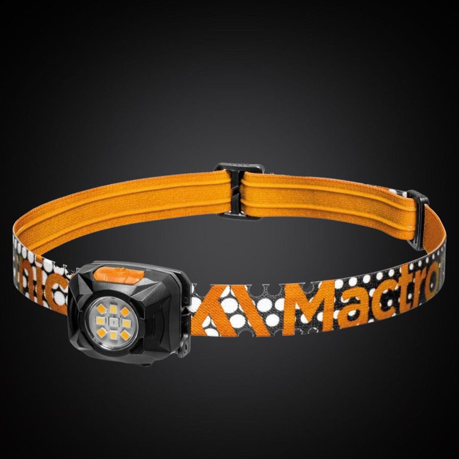 Фонарь налобный Mactronic Rebel 400 Lm LED теплый/холодный/красный Type-C оранжевый