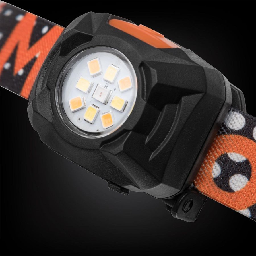 Фонарь налобный Mactronic Rebel 400 Lm LED теплый/холодный/красный Type-C оранжевый