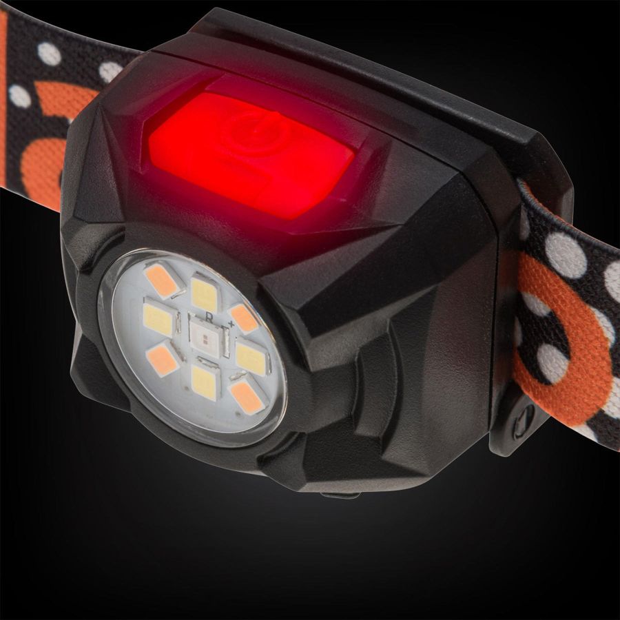 Фонарь налобный Mactronic Rebel 400 Lm LED теплый/холодный/красный Type-C оранжевый
